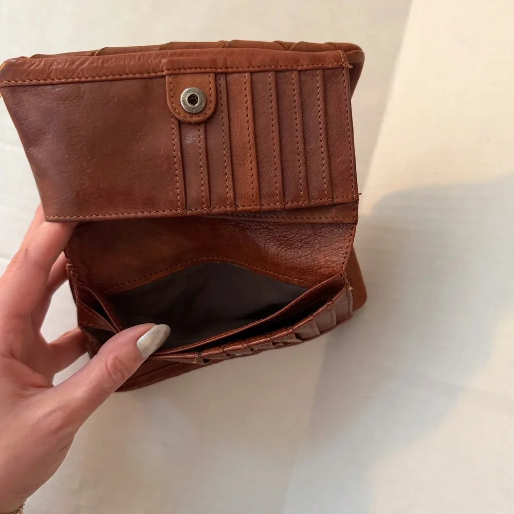 Valenca‎ Holland Distressed Brown Woven Leather Clutch Wallet Zipper Pocket - Picture 6 of 10
